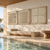 Lines Dots and Pebble Forms 3-Piece Set shown in a poolside interior.