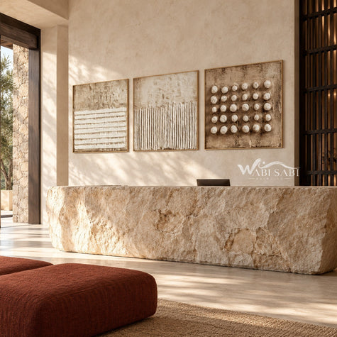 Low Lines and Rounded Marks 3-Piece Set shown above a console.