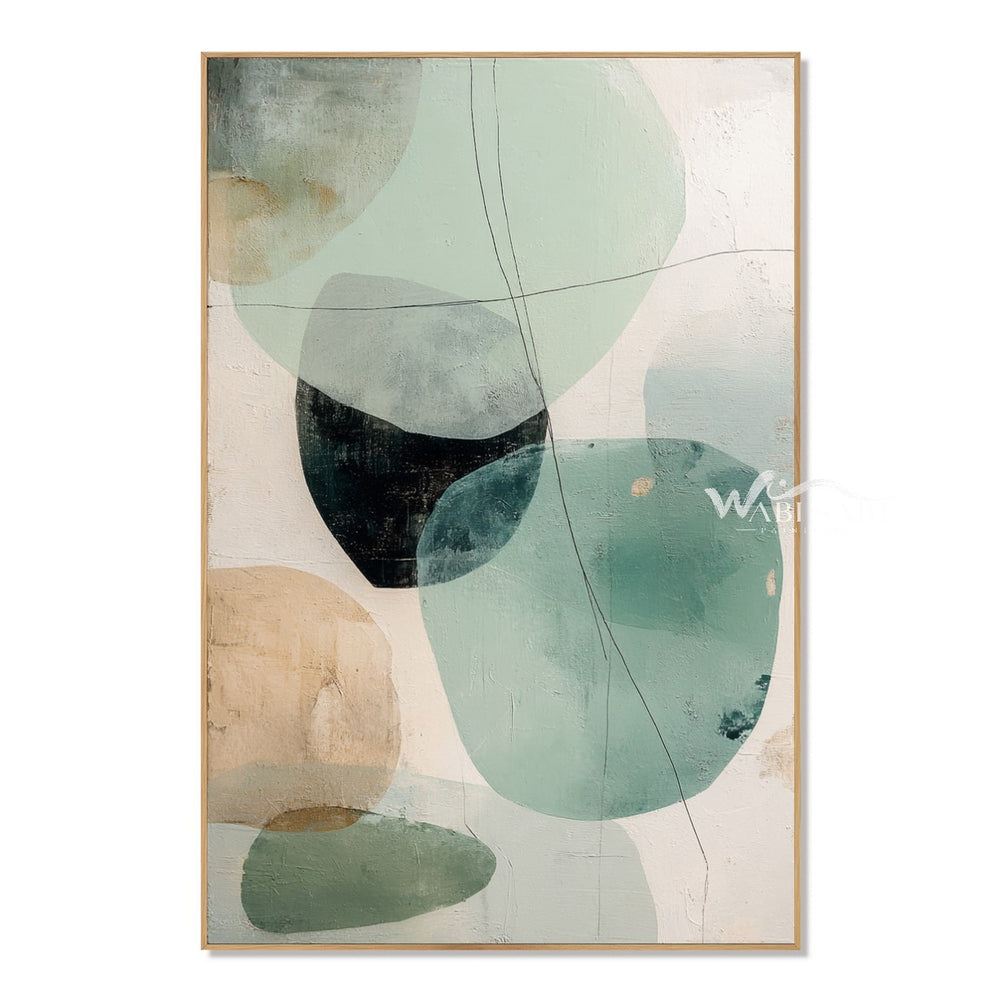 Mint Green Rounded Forms Abstract Painting — WS-0172 — artwork view