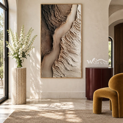 Narrow Canyon Ridges Textured Wall Art shown in an entryway.