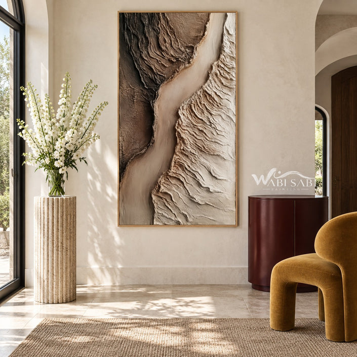 Narrow Canyon Ridges Textured Wall Art shown in an entryway.