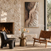 Narrow Canyon Ridges Textured Wall Art shown near a fireplace.