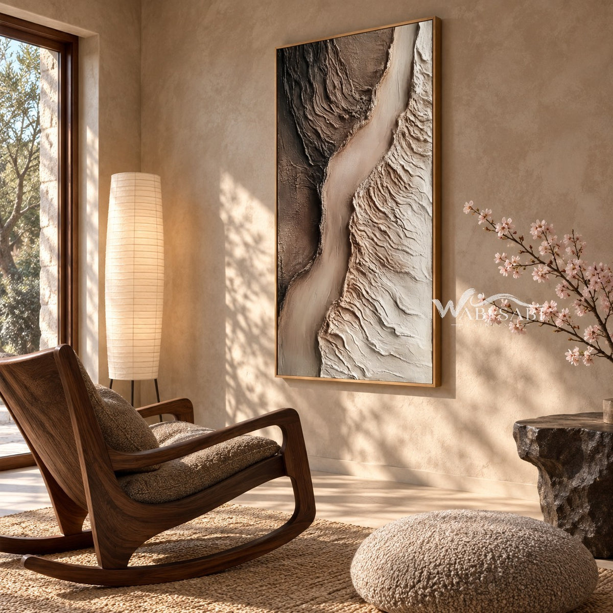 Narrow Canyon Ridges Textured Wall Art shown in a reading area.