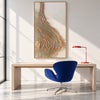 Narrow Pastel Curved Ridges Painting shown in a workspace.