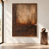 Ochre Afterglow Textured Painting shown in an open interior.