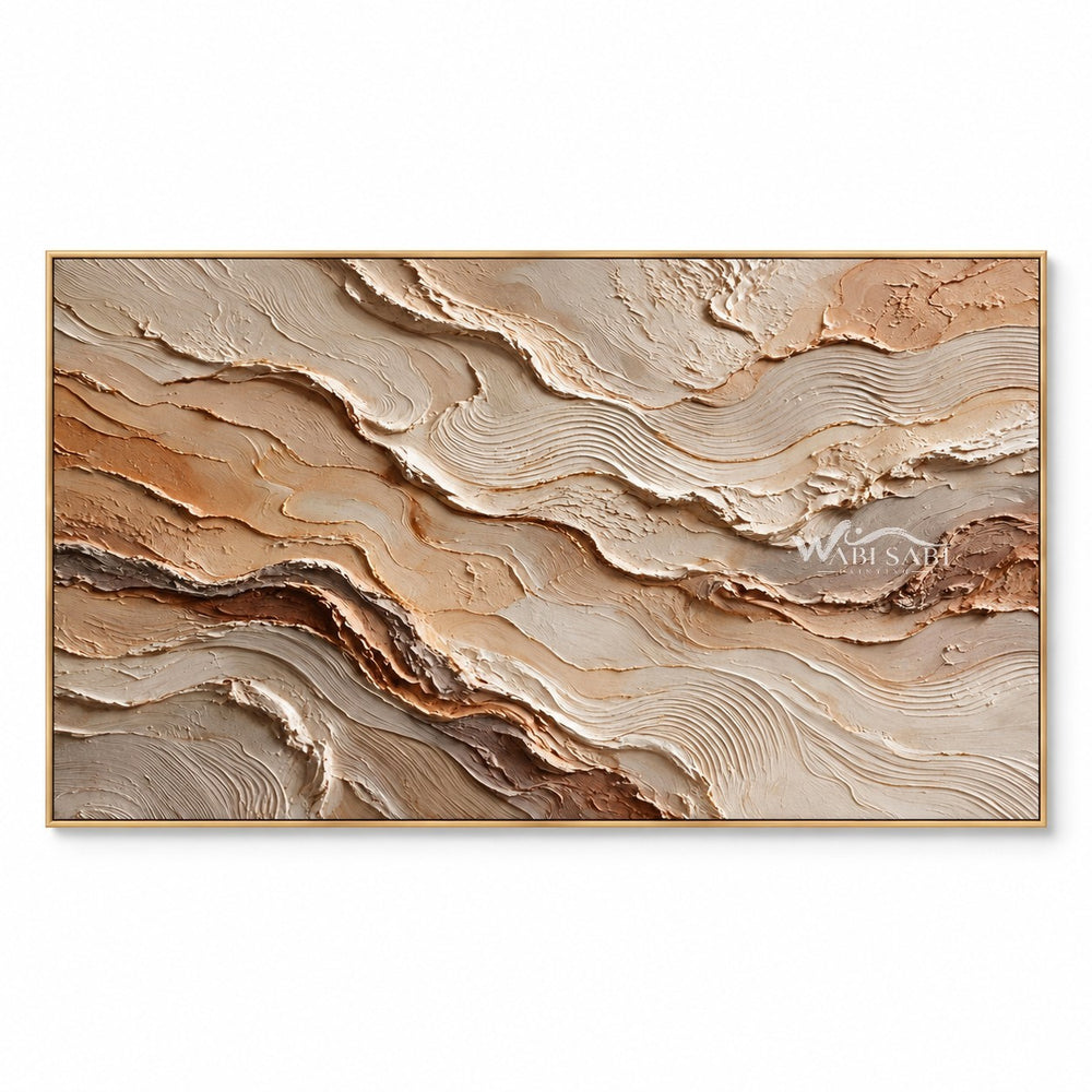Ochre and Ivory Layered Landscape Wall Art — WS-0079 — artwork view