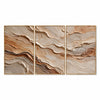 Three-panel composition in ochre, ivory, brown. Continuing ochre and ivory layers.