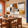 Ochre Mosaic Abstract 2-Piece Set shown in a dining area.