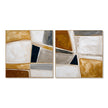 Ochre Mosaic Abstract 2-Piece Set on a white background.