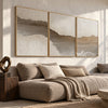 Pale Earth Passage 3-Piece Set shown above a sofa.