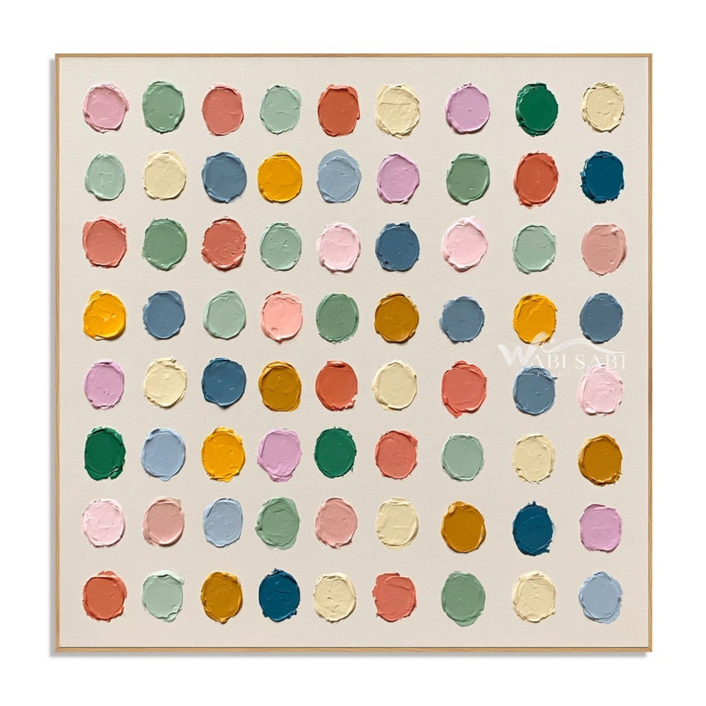 Pastel and Bright Dot Grid Painting — WS-0177 — artwork view