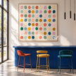 Pastel and Bright Dot Grid Painting shown in a bar area.