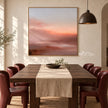 Peach Sunset over Quiet Water Wall Art shown behind a dining table.