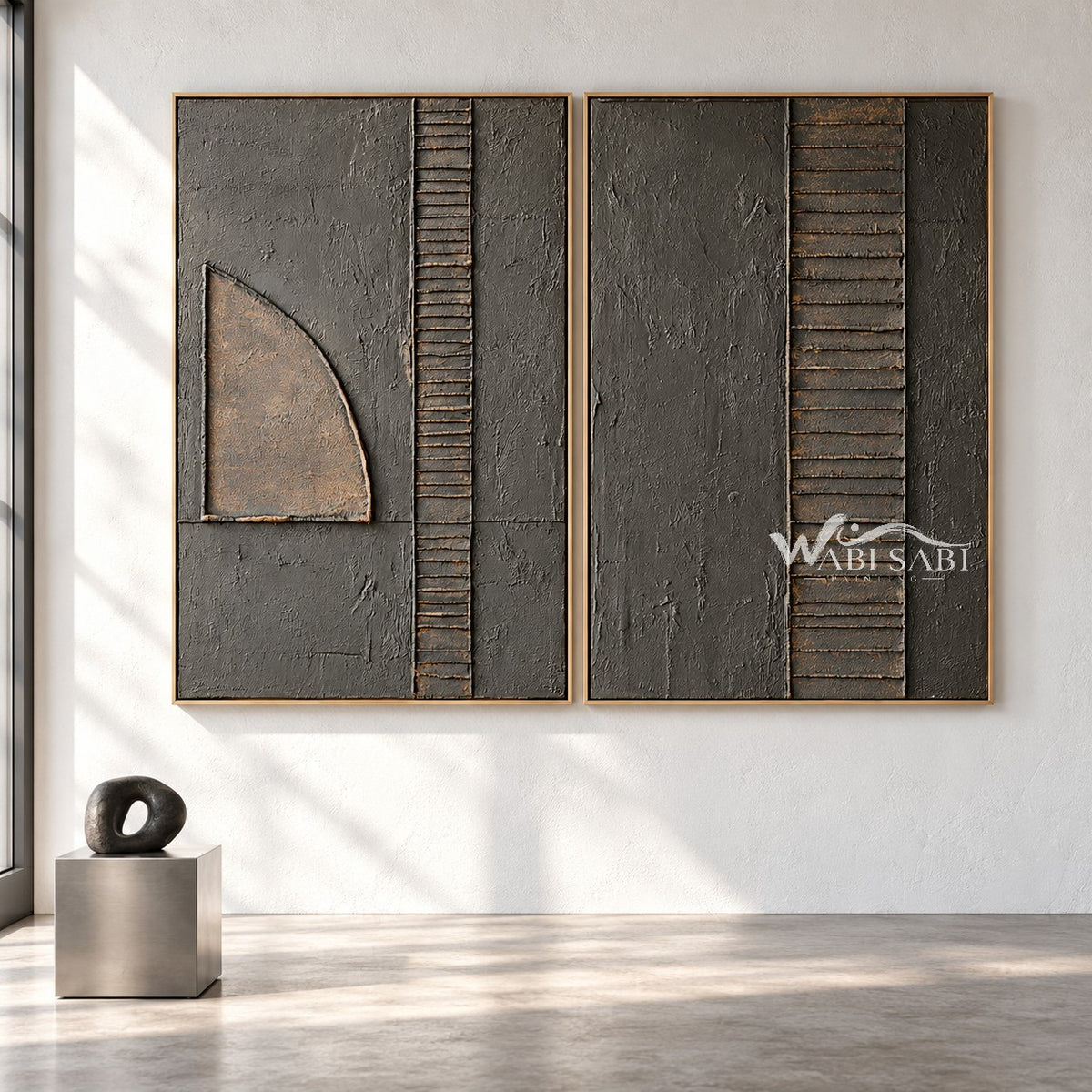 Quarter Circle and Lines 2-Piece Set shown in an open interior.
