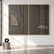 Quarter Circle and Lines 2-Piece Set shown in an open interior.