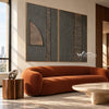 Quarter Circle and Lines 2-Piece Set shown above a sofa.
