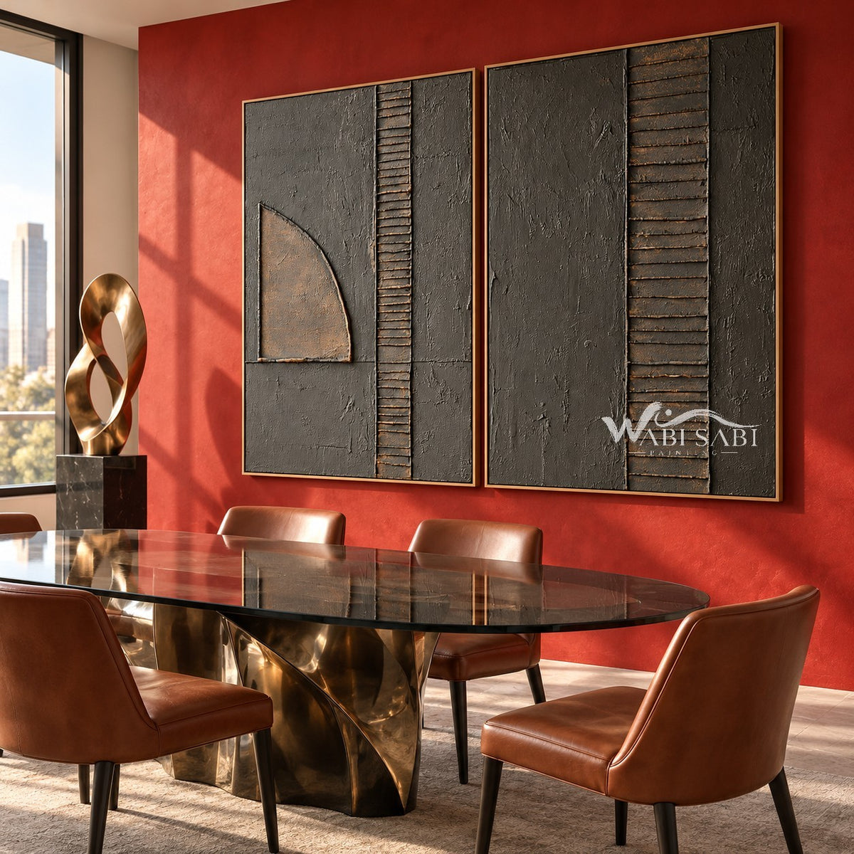 Quarter Circle and Lines 2-Piece Set shown in a dining area.
