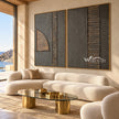 Quarter Circle and Lines 2-Piece Set shown above a sofa.