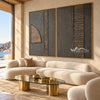 Quarter Circle and Lines 2-Piece Set shown above a sofa.