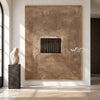 Quiet Aperture Taupe Abstract Art shown in an open interior.