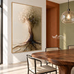 Rooted in Ivory Tree Painting shown in a dining area.