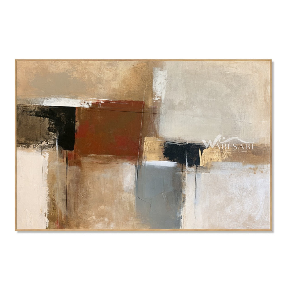 Rust and Gray Color Block Canvas Painting — WS-0153 — artwork view