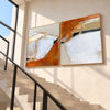 Rust and Ivory Fragments 2-Piece Set shown beside a staircase.