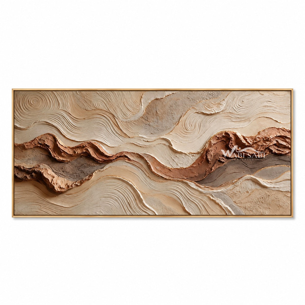Narrow rust-colored seam in cream, rust, gray. Broad cream contour field.