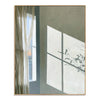 Sage Window Light and Curtain Painting. Pale curtain beside a window.