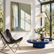 Sage Window Light and Curtain Painting shown in a seating area.