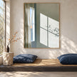 Sage Window Light and Curtain Painting shown above a bench.