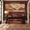 Sand and Terracotta Layer Panorama Wall Art shown above a console and orange bench.