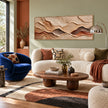 Sand and Terracotta Layer Panorama Wall Art shown above a cream sofa.