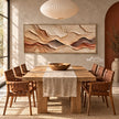 Sand and Terracotta Layer Panorama Wall Art shown behind a dining table.