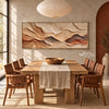 Sand and Terracotta Layer Panorama Wall Art shown behind a dining table.