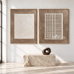Scratch and Grid Neutral 2-Piece Set shown above a bench.
