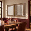 Scratch and Grid Neutral 2-Piece Set shown in a dining area.