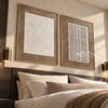 Scratch and Grid Neutral 2-Piece Set shown in a bedroom.