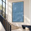 Slate Blue Minimal Line Wall Art shown beside a staircase.