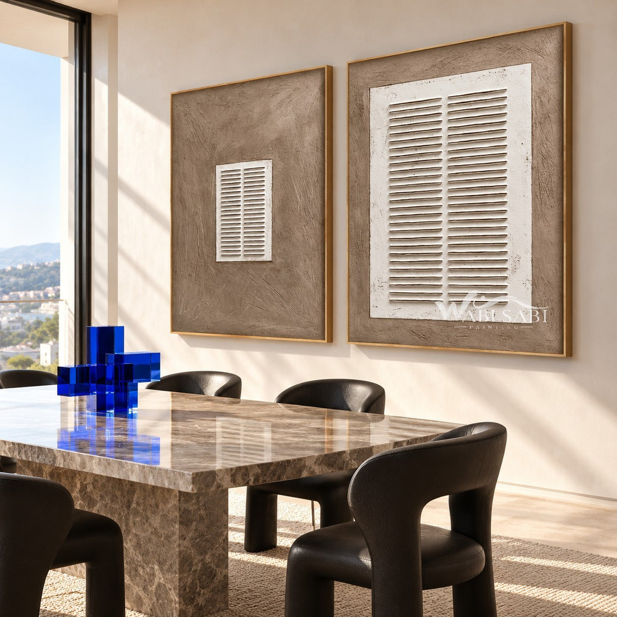 Small and Large Lines 2-Piece Set shown in a dining area.