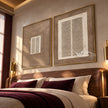 Small and Large Lines 2-Piece Set shown in a bedroom.