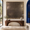 Smoky Brown Weathered Field Wall Art shown above a curved console.