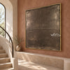 Smoky Brown Weathered Field Wall Art shown beside a staircase.
