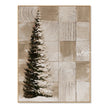 Snowy Evergreen and Neutral Grid Painting. Beige and cream geometric background.