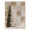 Snowy Evergreen and Neutral Grid Painting. Beige and cream geometric background.