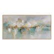 Soft Aqua Horizon with Gold Accents Wall Art. Broken gold-colored center band.
