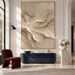 Soft Beige Terraced Ridge Painting shown above a console.