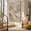 Soft Beige Terraced Ridge Painting shown beside a staircase.
