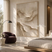 Soft Beige Terraced Ridge Painting shown in a bedroom.