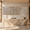 Square Dot Field 3-Piece Abstract Set shown above a console.